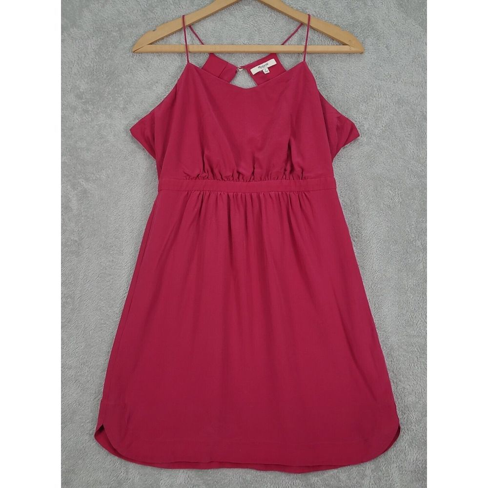 Madewell 100% SILK Lining Daylight Magenta Sweet Heart Neck Dress Size‎ 6